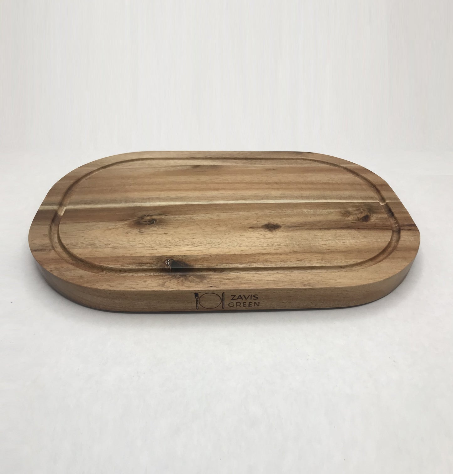 Zavis Green Acacia Wood Serving Rounded Cutting Board With Juice