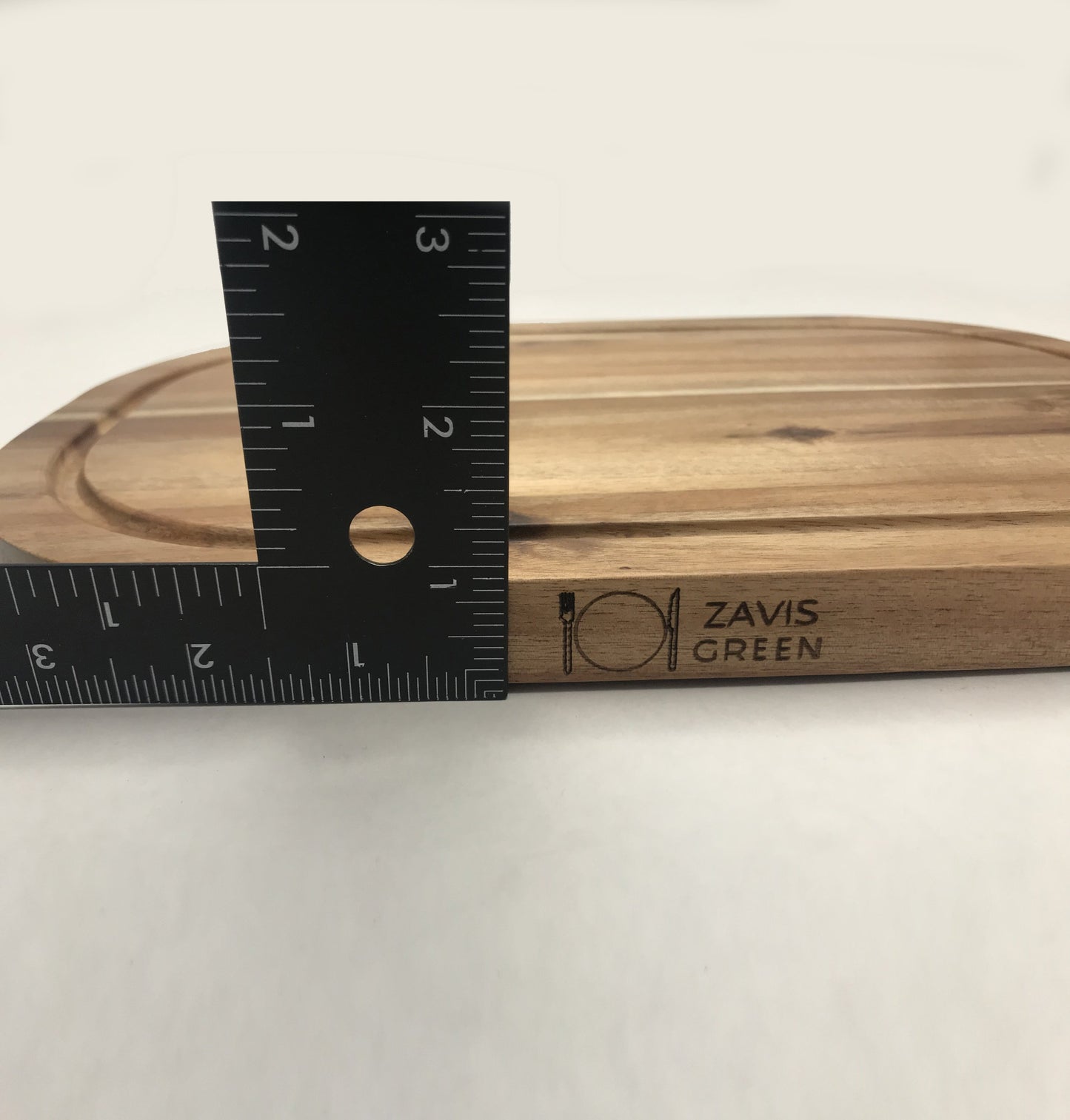 Zavis Green Acacia Wood Serving Rounded Cutting Board With Juice